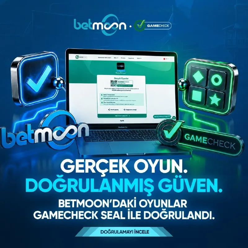 ✅ GERÇEK OYUN, DOĞRULANMIŞ GÜVEN! 🌙 Betmoon’daki oyunlar artık GameCheck Seal ile…