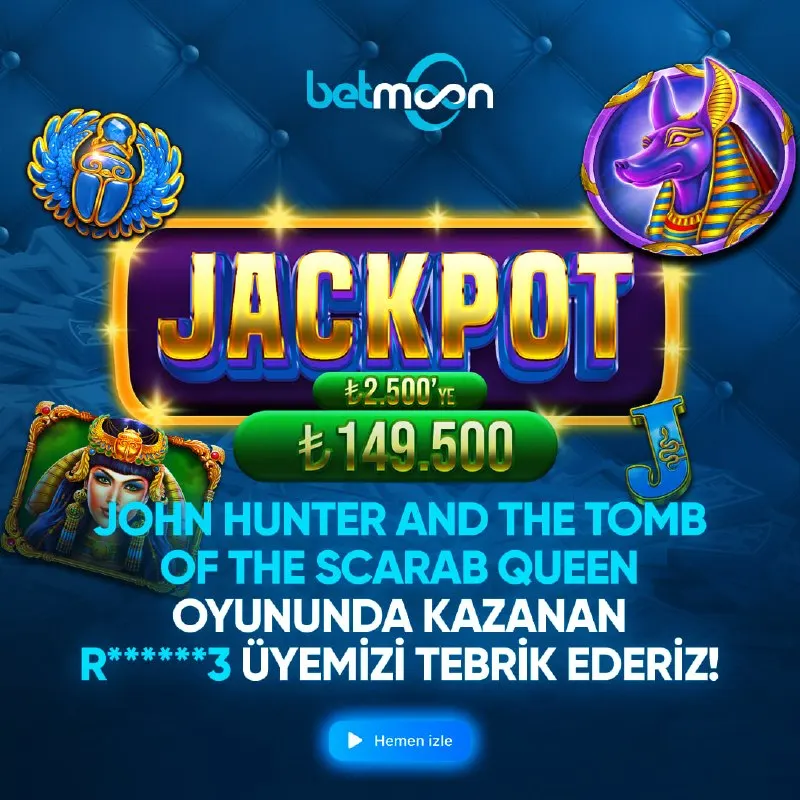 💥 JACKPOT'TAN 149.500 TL! 🎁 John Hunter and the Tomb of the Scarab Queen oyununda 💰…