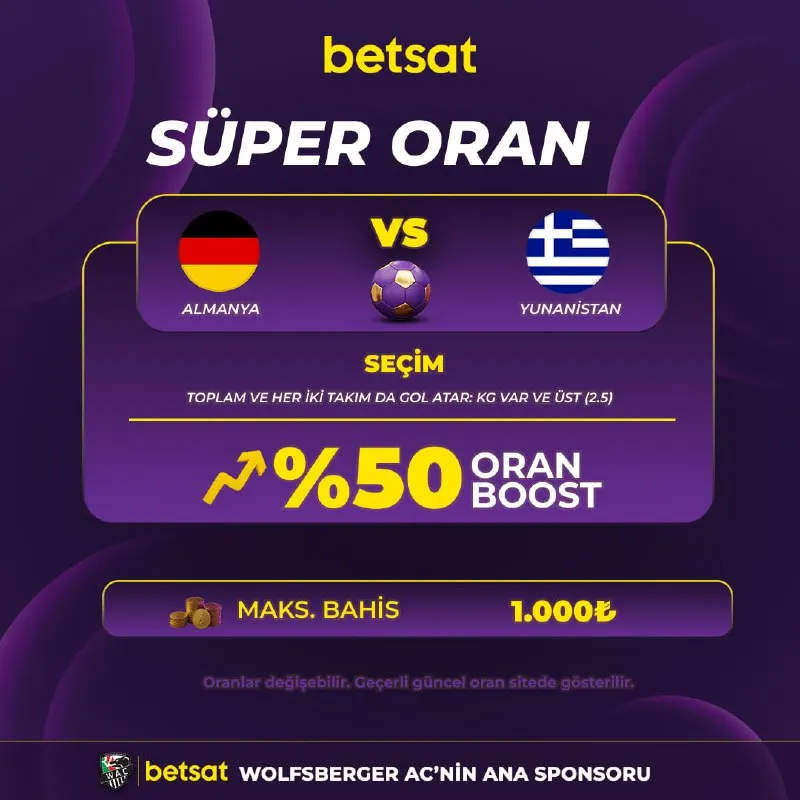 🔥🔥 SÜPER ORAN FIRSATI 🔥🔥 🇩🇪 Almanya 🫠 Yunanistan 🇬🇷 🪄🪄 Betsat’ta kazanç potansiyelini bir…