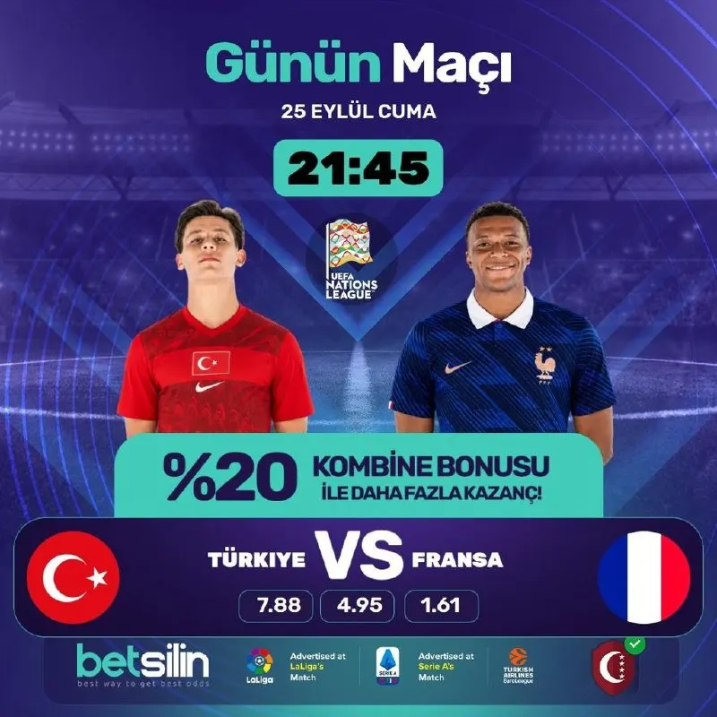 🎉 BETSİLİN’DE MİLLİ MAÇA SAATLER KALDI! 🇹🇷 Günün öne çıkan karşılaşmasında milli…