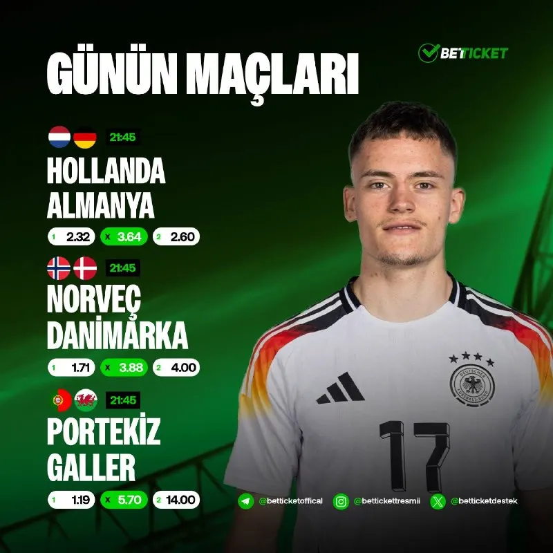 ⚽️ Günün Maçlarında BETTICKET'ın arttırılmış oranlarını gördünüz mü ? 🍀 Bugün tam size…
