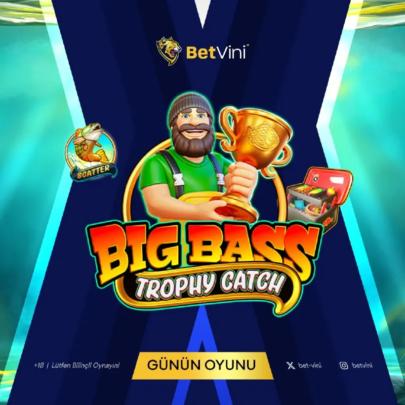 🎣🏆 Bugünün şansı suda değil, kupada! 🐟 “Big Bass Trophy Catch” ile oltanı at, büyük…