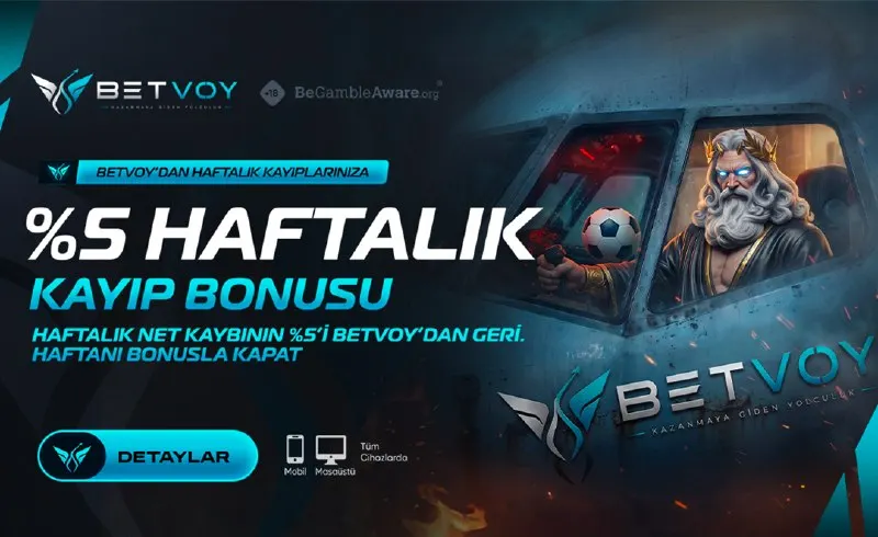📉 🛍%5️⃣ HAFTALIK KAYIP BONUSU ⚡ Hafta ters gittiyse Betvoy telafi ediyor. 📉 Haftalık net…