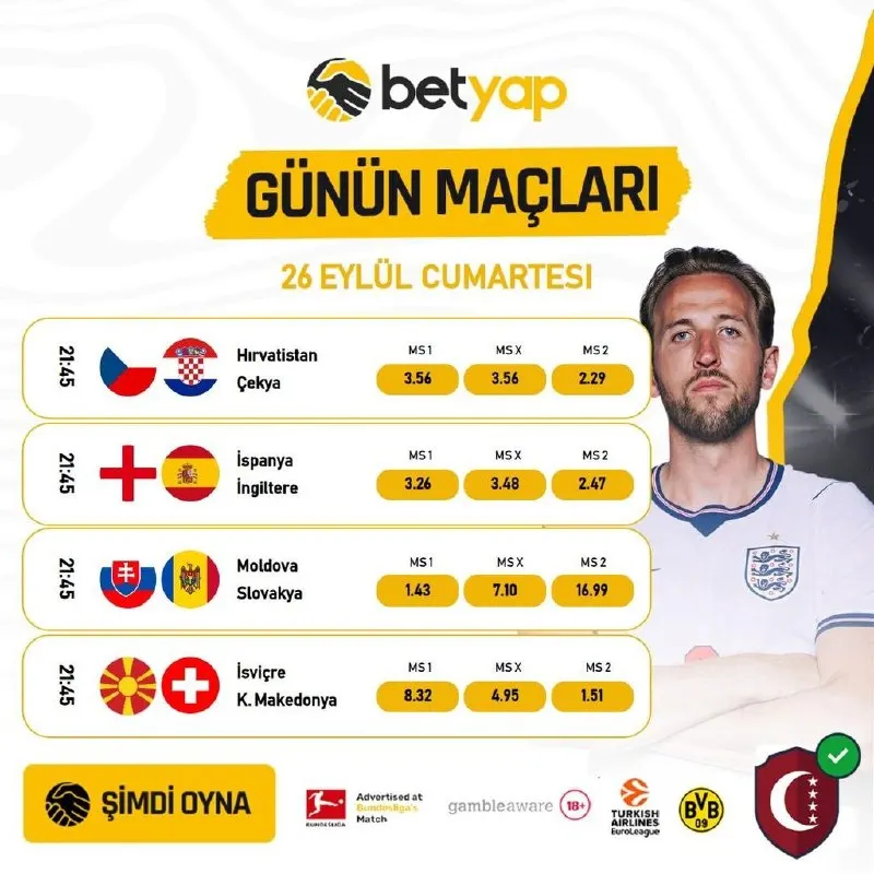 ⚡️ BU AKŞAM ADRENALİN DORUKTA! BETYAP İLE KAZANÇ SENİNLE! ⚽️🔥 26 Eylül Cumartesi gününün…