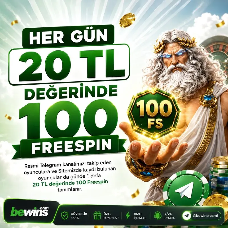 🎁 #BeWins'te Her Gün 20 TL Değerinde 100 Freespin Fırsatı! 🤖 Telegram Botumuzu ve…