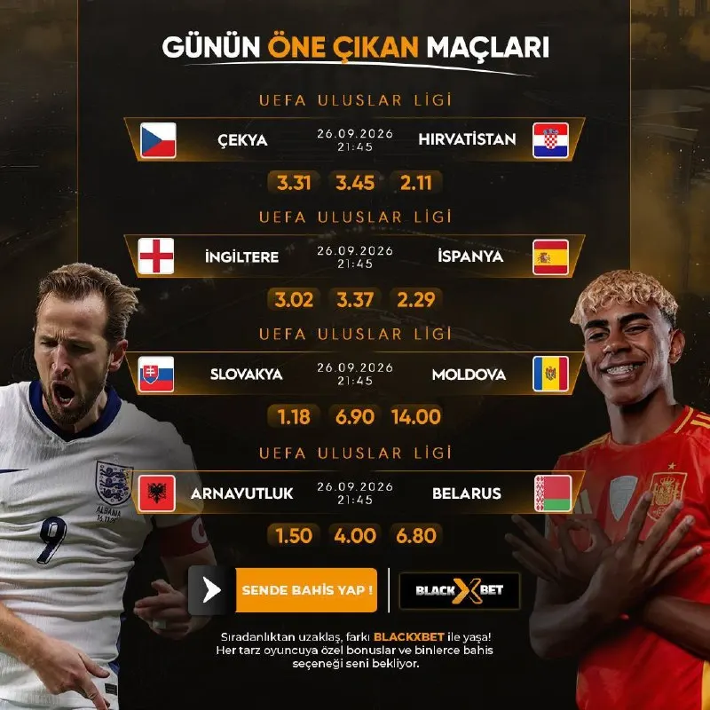 ⚽️BLACKXBET'TE GÜNÜN KARŞILAŞMALARI⚽️ 💎 EN YÜKSEK ORANLAR, ESNEK BAHİS SEÇENEKLERİ! 🎁…