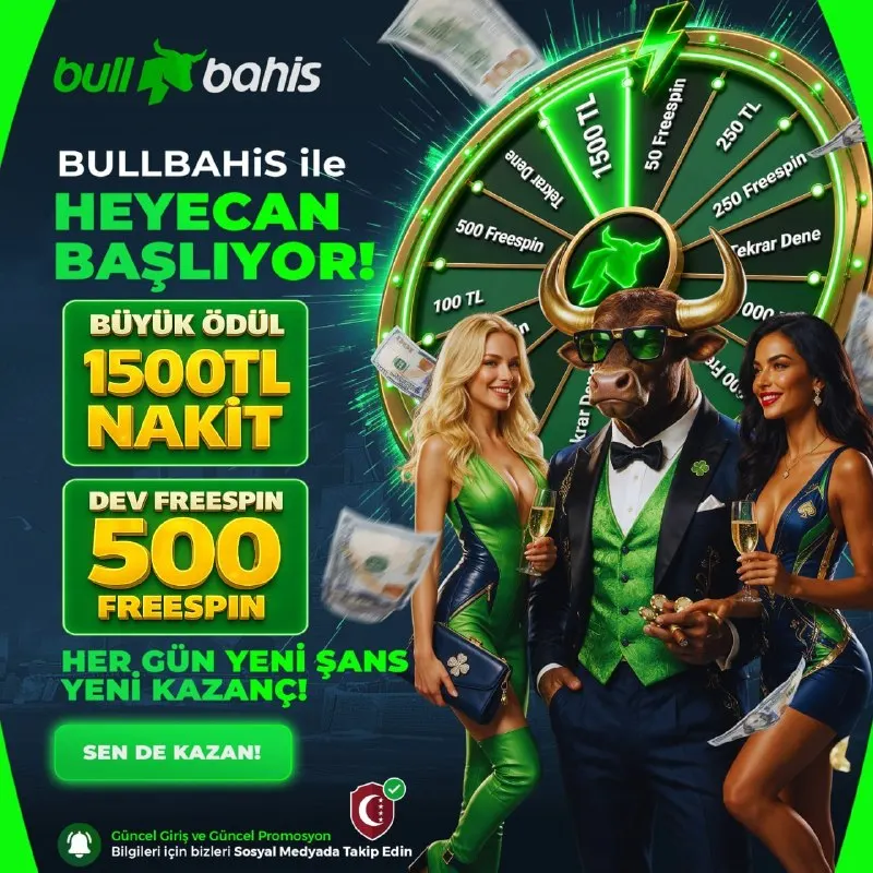 BOĞA SAHAYA İNDİ!🦬 BULLBAHİS ŞANS ÇARKI GÜNLÜK ÇEVİRME HAKKIN HAZIR! ✔️ Her gün yeniden…