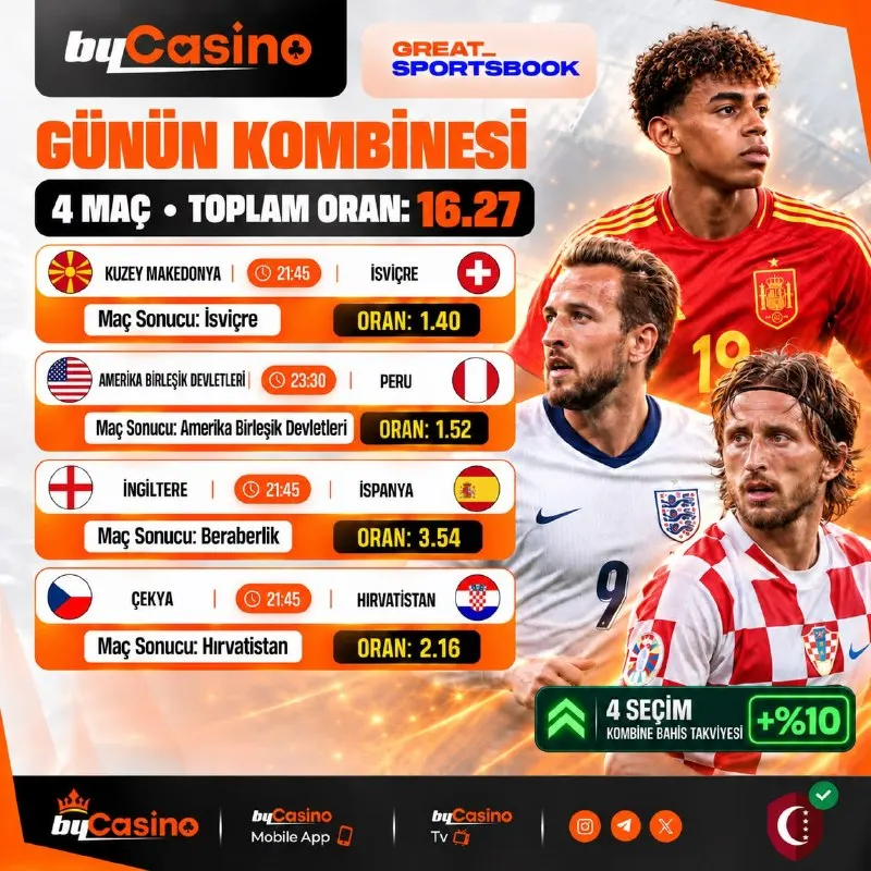 🔥 TAM 16.27 Oran ⚡️ 4 Seçimlik Kombinene Özel +%10 Bahis Takviyesi! "kuponuna 1 maç daha…