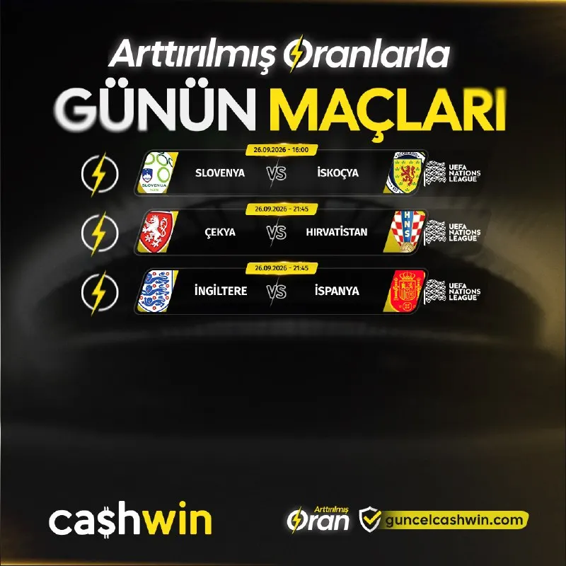 🎰🎲🎯🎮🟢🟡🟠🟣 ⬆️Arttırılmış Oranlarla! ⬆️ 🔈 Cashwin ile günün maçlarının heyecanı zirvede! 🗓…