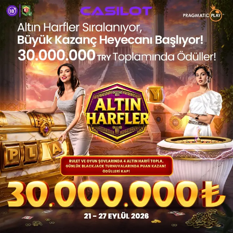 💵 Altın Harfler Sıralanıyor, Büyük Kazançlar Casilot'ta Seni Bekliyor! 🎁 30.000.000₺…