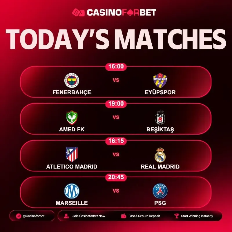 ⚽️ Matches of the Day on Casinoforbet! 🗓 20.09.2026 ⏰ 16:00 | FENERBAHÇE 🎲 EYÜPSPOR ⏰…