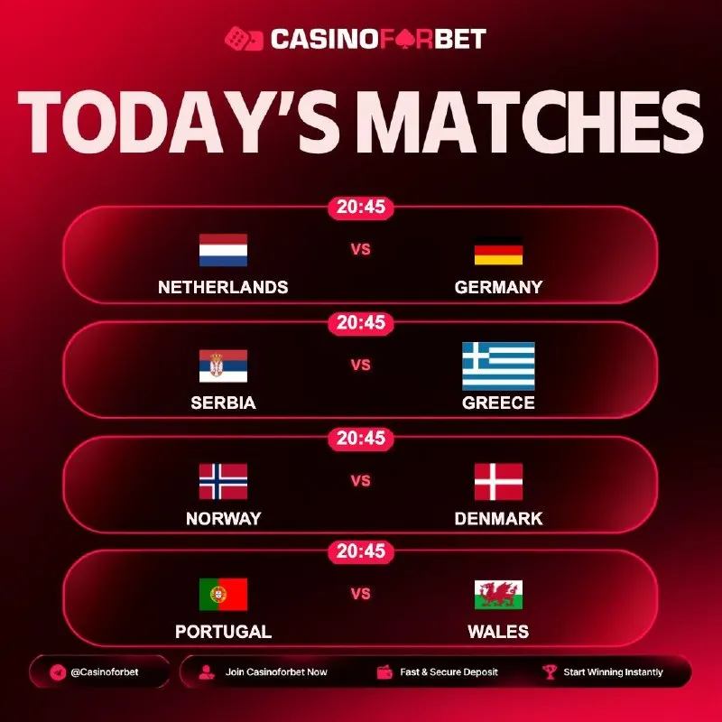 ⚽️ Matches of the Day on Casinoforbet! 🗓 24.09.2026 ⏰ 20:45 | NETHERLANDS 🎲 GERMANY ⏰…