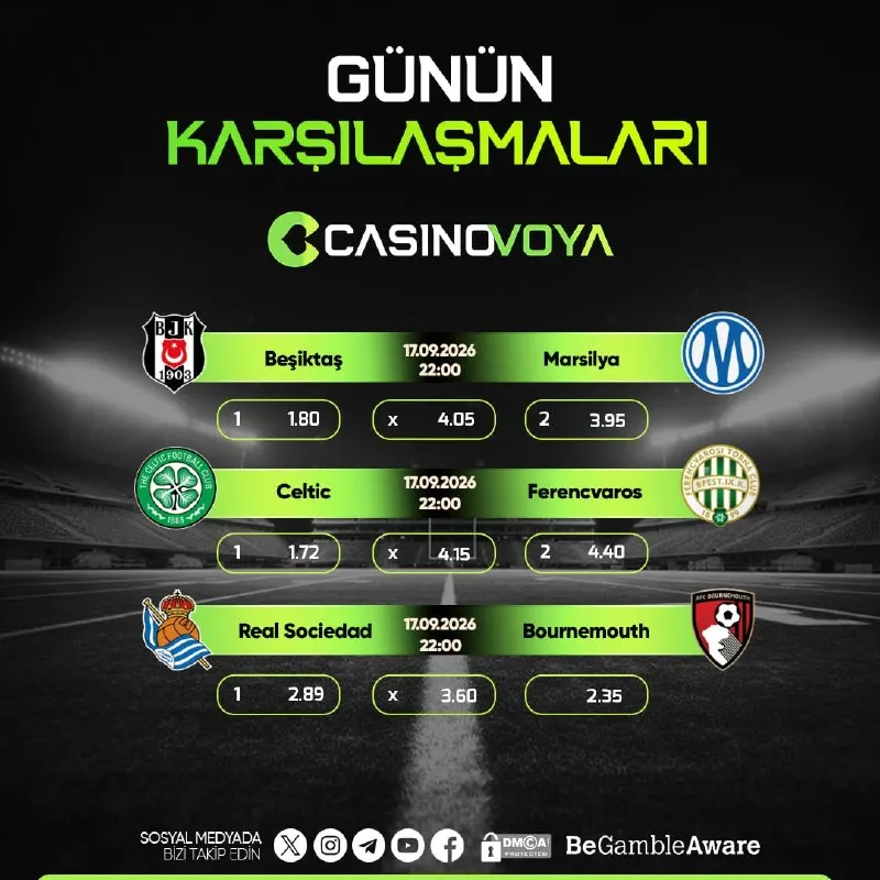 Casinovoya ayrıcalığıyla Avrupa devlerinin sahne aldığı dev maç bülteni şimdi canlı! ⚽️✨…