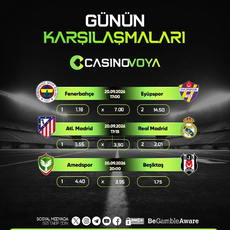 Casinovoya’da bu akşam temsilcilerimiz ve Avrupa’nın iddialı ekipleri sahaya çıkıyor. 🏆…