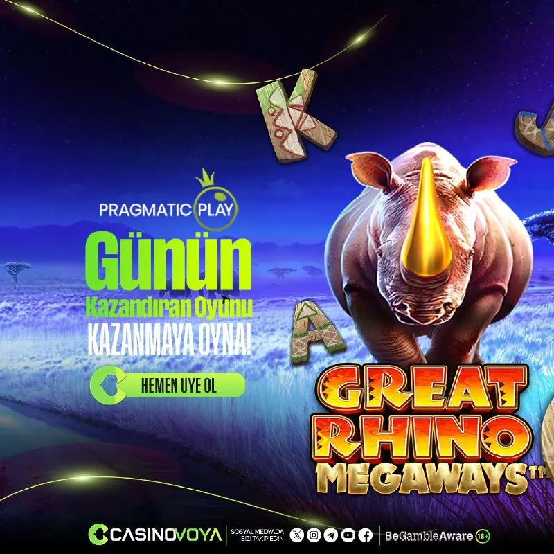🦏 VAHŞİ SAFARİDE DEV KAZANÇ FIRSATI BAŞLIYOR! Pragmatic Play’in efsanevi slotu Great…
