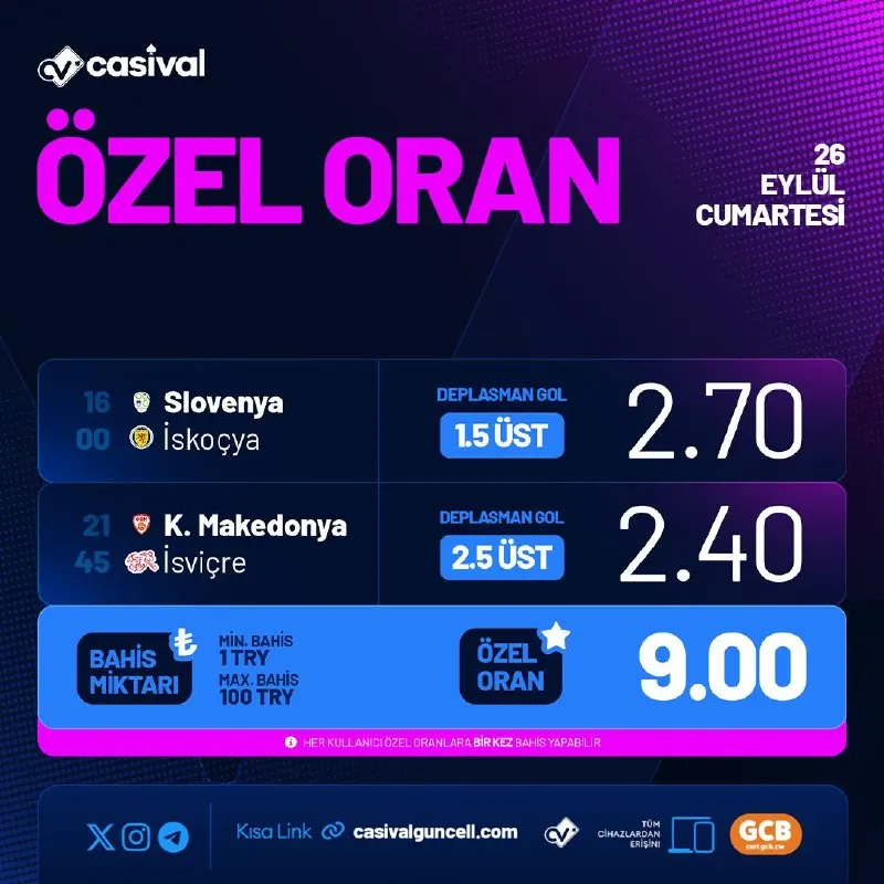 ÖZEL ORAN AKTİF! 🐈‍⬛ GÜNÜN MAÇI, CASIVAL'DE DEV ORANLA ! 🐝 Maç Heyecanını CasivalTV İle…