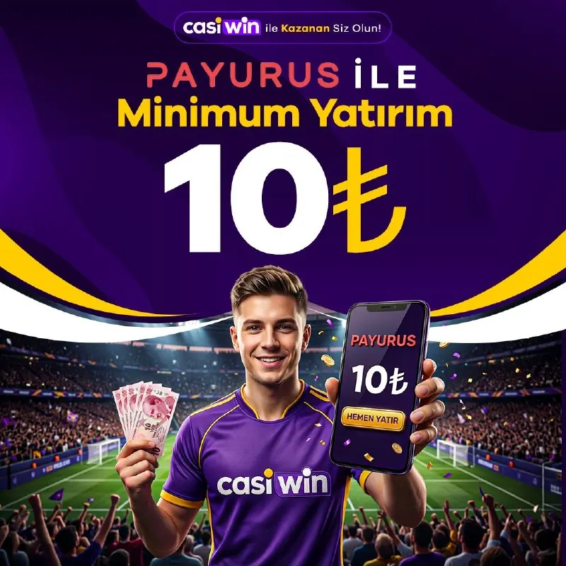 🔥 CASİWİN'DE MİNİMUM YATIRIM SADECE 10₺! 💜💛 💰 Casiwin’de Payurus Cüzdan ile Minimum…