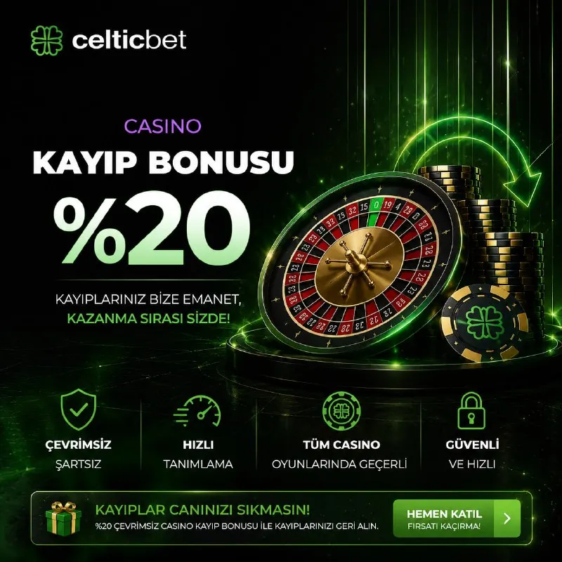 🎰 %20 ÇEVRİMSİZ CASİNO KAYIP BONUSU CELTİCBET'TE! 🍀 💸 Casino kayıplarınızı avantaja…