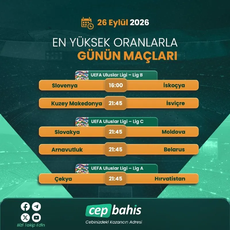 ⚽️ Günün Önemli Maçları ⚽️ 🔥 UEFA Uluslar Liginde heyecan devam ediyor! 🏆UEFA Uluslar…
