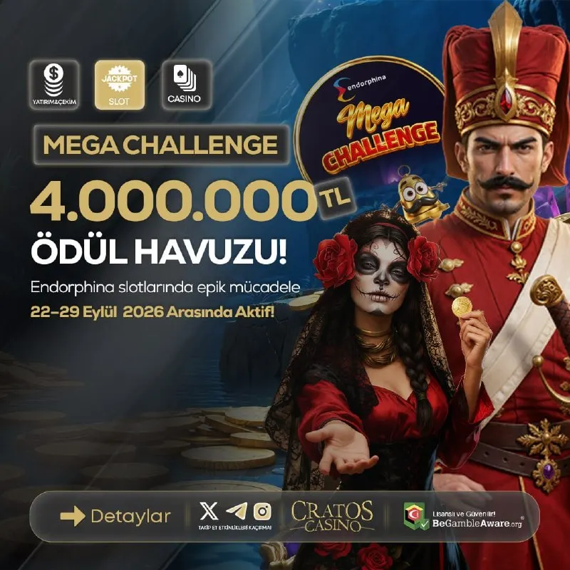 👑 🟡🟡🟡🟡🟡🟡👑 ✨Endorphina Mega Challenge Cratos Casinoda!✨ 💎Endorphina'nın popüler…