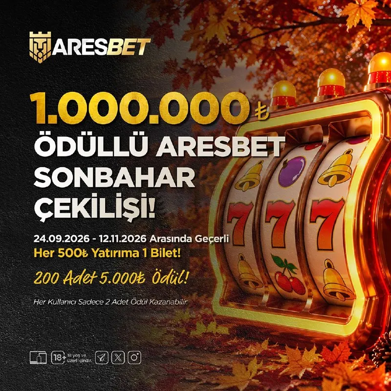 🎉 1.000.000₺ Ödüllü Aresbet Sonbahar Çekilişi Başladı! 👉 Her 500₺ 'lik Yatırımınızda…