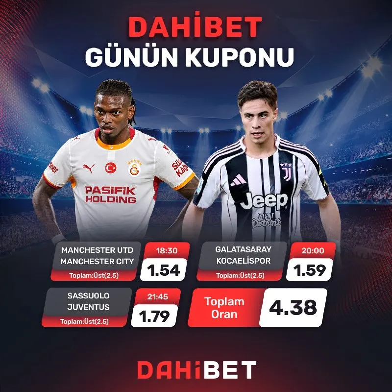 🎯 Dahibet Günün Kuponu 🎯 ⏱18.30 🏴󠁧󠁢󠁥󠁮󠁧󠁿 Man. UTD 🏴󠁧󠁢󠁥󠁮󠁧󠁿 Man. City 🏴󠁧󠁢󠁥󠁮󠁧󠁿 ⏱20.00 🇹🇷…