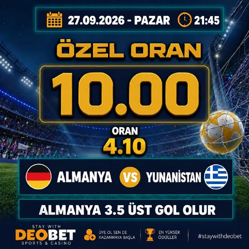 ⭐️⭐️⭐️⭐️⭐️⭐️⭐️⭐️⭐️⭐️ 🇩🇪 ALMANYA 🆚 YUNANİSTAN 🇬🇷 ⚽️ ALMANYA 3.5 ÜST GOL OLUR ⚽️ 🔥 ÖZEL…