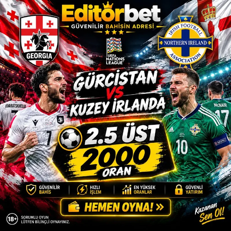 Gürcistan 🆚 Kuzey İrlanda ⭐️ Karşılaşma 2.5 Üst Biter 2️⃣0️⃣0️⃣0️⃣ Oran ⭐️ 🥇 TOPLAM ORAN…