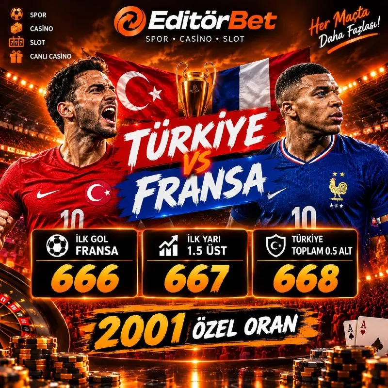 🇹🇷 Türkiye 🆚 Fransa 🇫🇷 ⚽️İlk Golü Fransa Atar 6️⃣6️⃣6️⃣ Oran ! ⚽️İlk Yarı 1.5 Üst Olur…