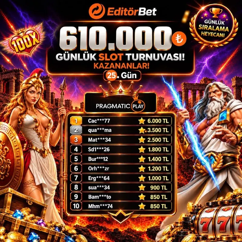 🥇GÜNLÜK SLOT TURNUVASINDA ÖDÜL ZAMANI🥇 ❤️ 25. GÜNÜN ZİRVESİNDE OLAN İLK 10 ÜYEMİZİ TEBRİK…