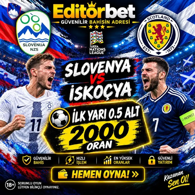 SLOVENYA 🆚 İSKOÇYA ⭐️ İLK YARI 0.5 ALT 2️⃣0️⃣0️⃣0️⃣ Oran ⭐️ 🥇 TOPLAM ORAN: 2️⃣0️⃣0️⃣0️⃣ 💸…