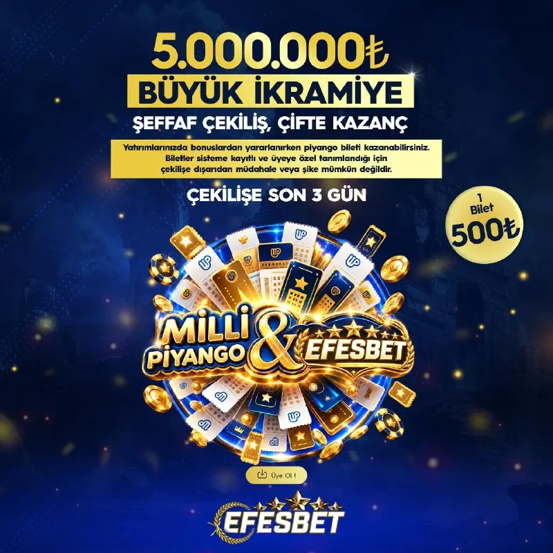 ⏰ RESMİ MİLLİ PİYANGO ÇEKİLİŞİNE GERİ SAYIM BAŞLADI! 👌 #EFESBETCASİNO'DA SİZLERİ MİLYONER…
