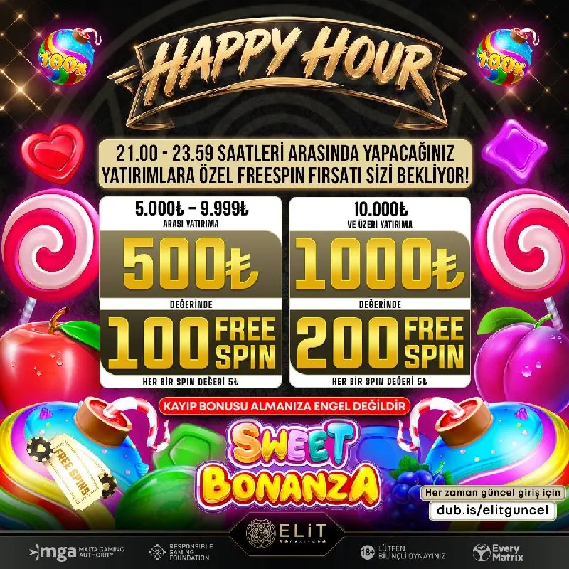 ❤️ ELİTCASİNO HAPPY HOUR BAŞLADI! ✅ Ana paranın 1 kez çevrilmesi gerekmektedir. ✅…