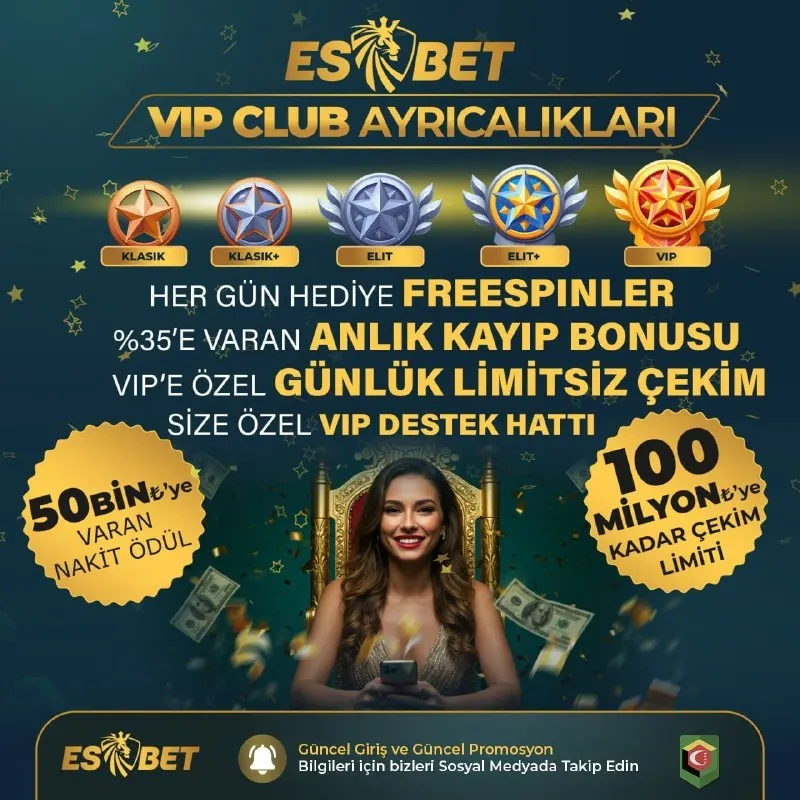 💎ESBET VIP CLUB BAŞLADI! 💎 🎁HER GÜN FREESPINLER 💎%35’E VARAN KAYIP BONUSU 💰 50.000 TL’YE…