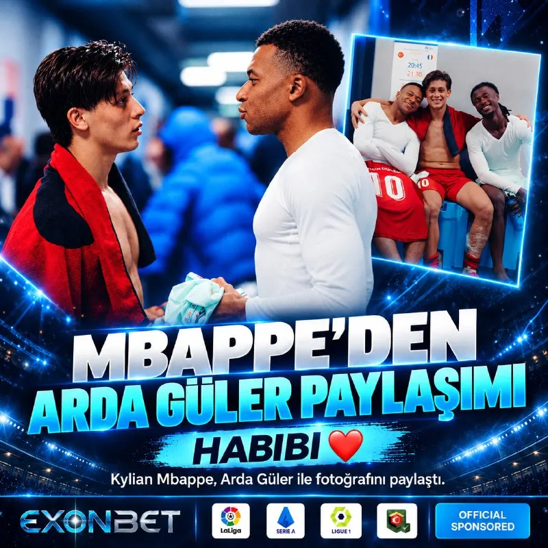 Maçın ardından dikkat çeken paylaşım! 👀🔥 Mbappe, Arda Güler ile fotoğrafını “Habibi” ❤️…
