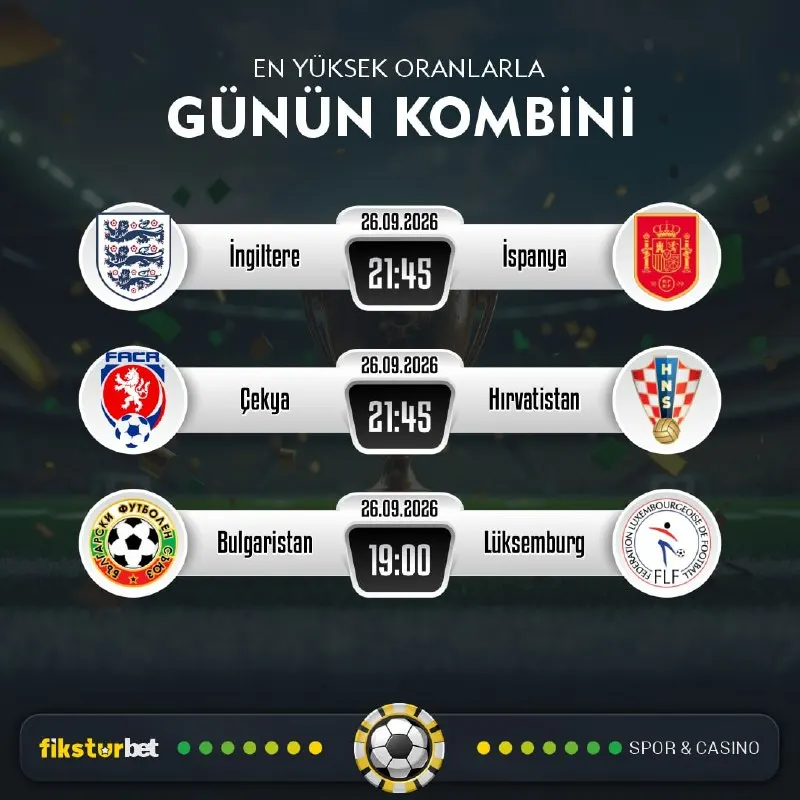 ⚽️🏀🏈⚾️🥎🎾🏐🏉 Günün Kazandıran Maçı 💰 İngiltere 🆚 İspanya 💰 Çekya 🆚 Hırvatistan 💰…