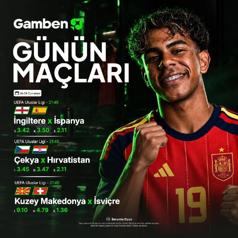 ⚽️ CUMARTESİ AKŞAMI ÜÇ MAÇ, TEK SAAT: 21.45 🏴󠁧󠁢󠁥󠁮󠁧󠁿 İngiltere - İspanya 🇪🇸 1: 3.42 / X…
