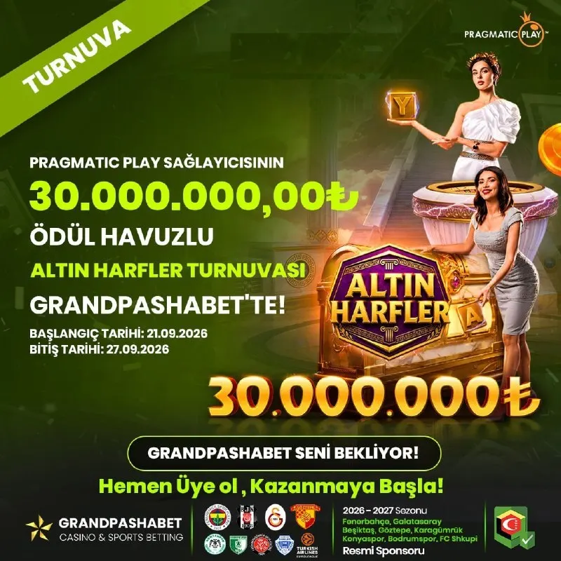 🔞🔞🔞🔞 Altın Harfler Turnuvası GrandPasha'da! 😍 4 Altın Harfi tamamla, çark ödülünü kap, 🎰…