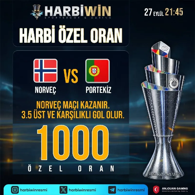 🌏 DEV ÖZEL ORAN AKTİF! 👉 NORVEÇ MAÇI KAZANIR. 👉 3.5 ÜST VE KARŞILIKLI GOL OLUR. ⌚️…