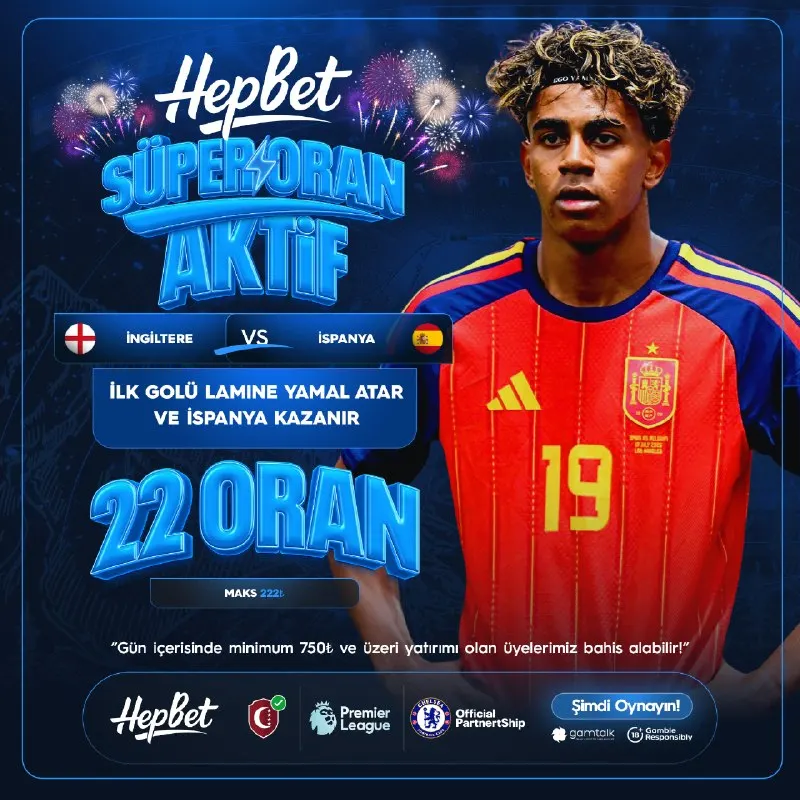 🔥 HEPBET'TE ÖZEL ORAN HEYECANI DEVAM EDİYOR! 🏴󠁧󠁢󠁥󠁮󠁧󠁿İNGİLTERE 🆚 🇪🇸İSPANYA ⚠️ Gün…
