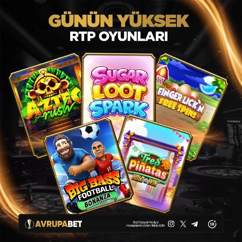 👑 AVRUPABET'TE GÜNÜN EN YÜKSEK RTP'Lİ OYUNLARI! 🎰 Bugün şansını hangi oyunda deneyeceğine…