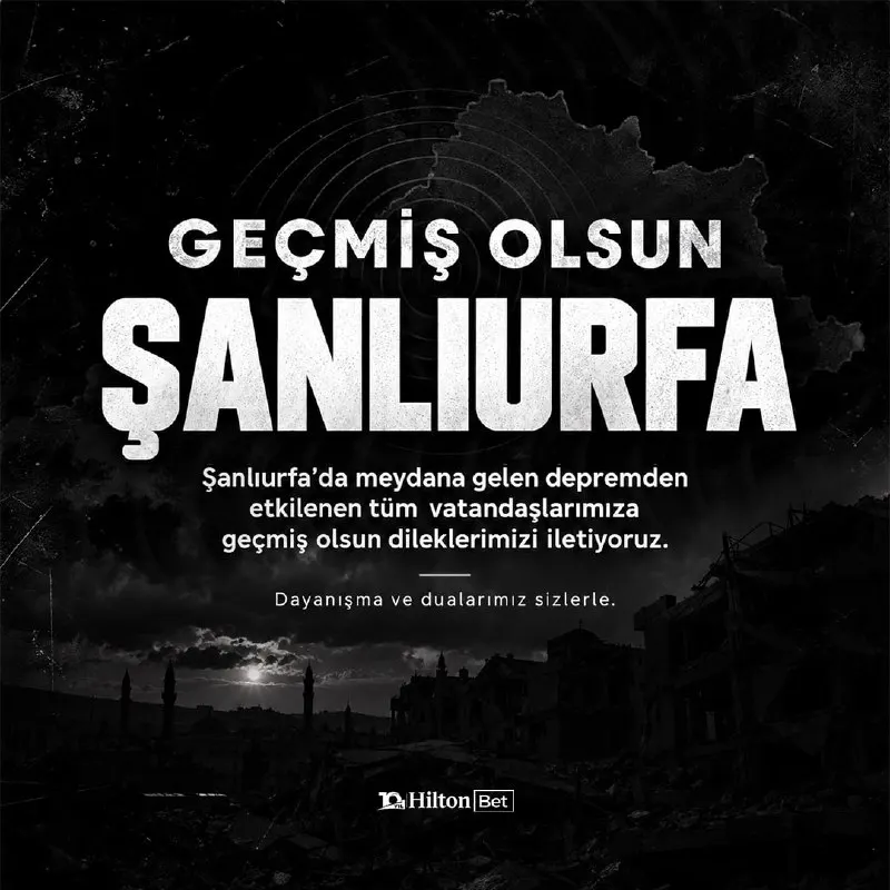Şanlıurfa'da meydana gelen depremi hisseden tüm vatandaşlarımıza geçmiş olsun…