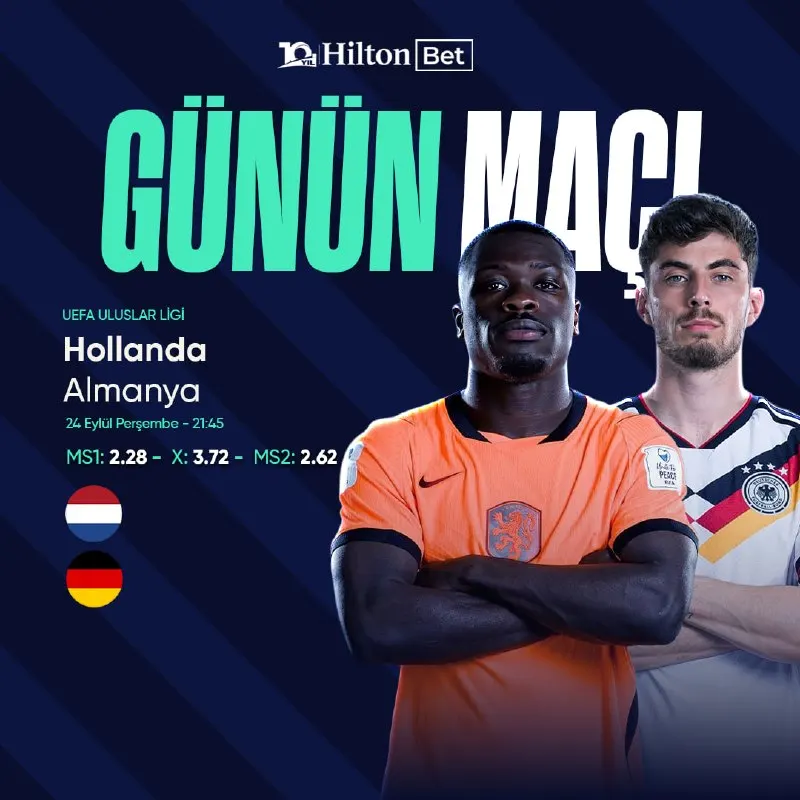 🔤 GÜNÜN MAÇI ! 🏆 UEFA Uluslar Ligi'nde Hollanda ve Almanya karşı karşıya. 🇳🇱 MS1 2.32 🤝…