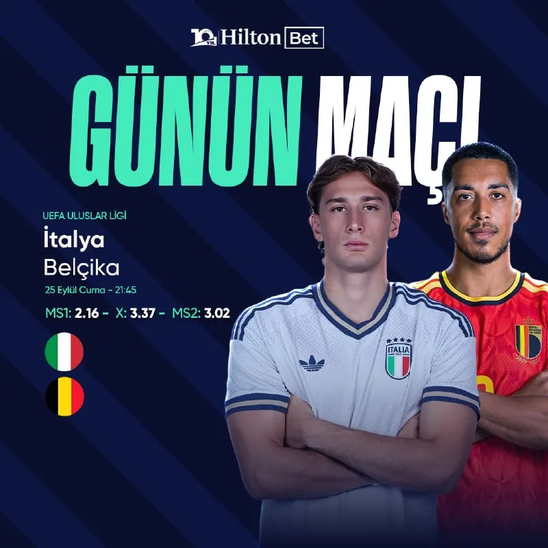 🔤 GÜNÜN MAÇI ! 🏆 UEFA Uluslar Ligi'nde İtalya ve Belçika karşı karşıya geliyor. 🇮🇹 MS1…