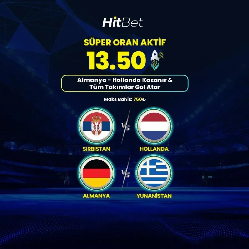 💛 HİTBET SÜPER ORAN AKTİF! ⚽️ Sırbistan - Hollanda ⚽️ Almanya - Yunanistan 🚀 Süper Oran…