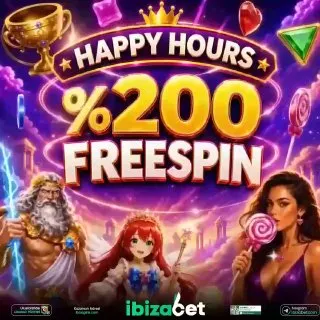 🎭 HAPPY HOURS AKTİF 🎭 🔔22.00 -02.00 SAATLERİNDE AKTİF! 🍬 %200 FREESPIN seni bekliyor…