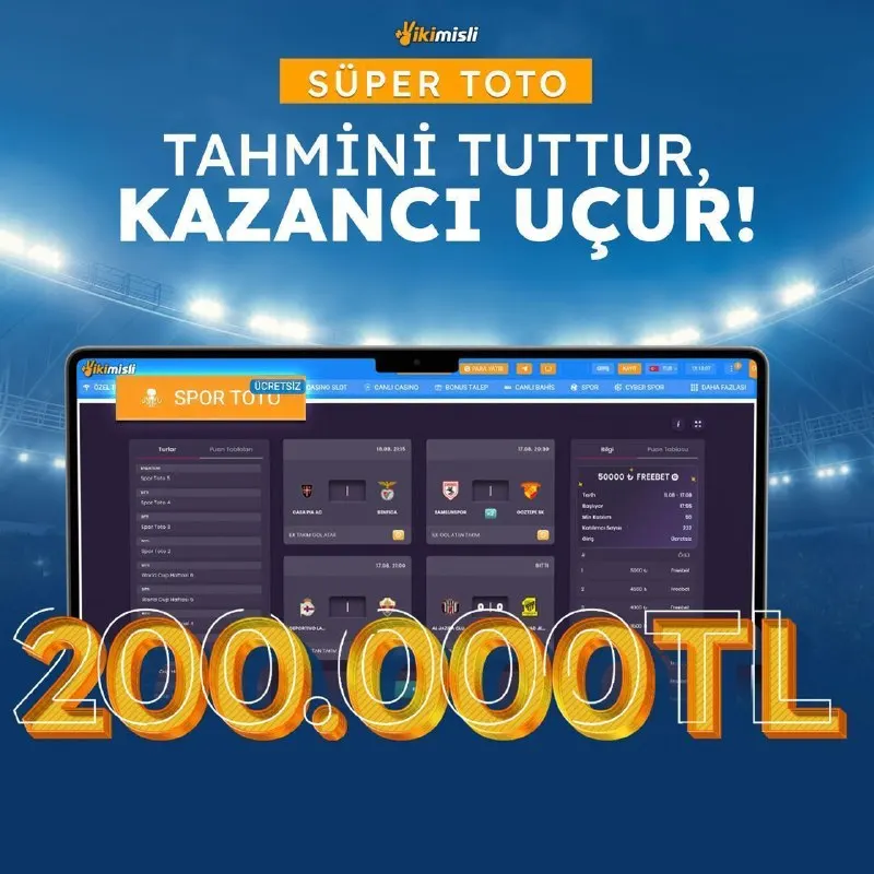 🔮 TAHMİNİ TUTTUR, KAZANCI UÇUR! 🔮 🧧 Süper Toto turnuvalarında toplam ✍️✍️✍️✍️✍️✍️✍️✍️✍️…