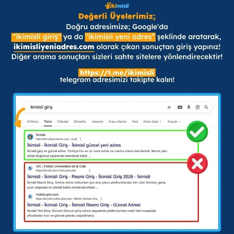 ⚠️ Sahte Sitelere Dikkat! ✔️Gerçek sitemize ulaşmak için Google'da "ikimisli giriş" yada…