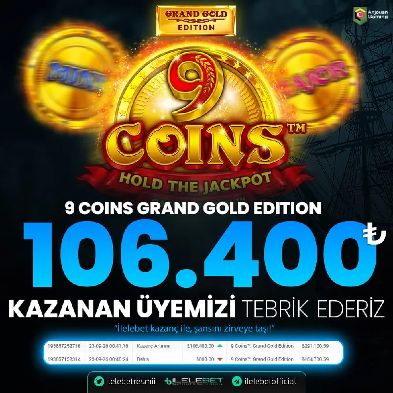 9 Coins Grand Gol Edition Oyununda; '106.400₺' Kazanan üyemizi tebrik ederiz! İlelebet'e…