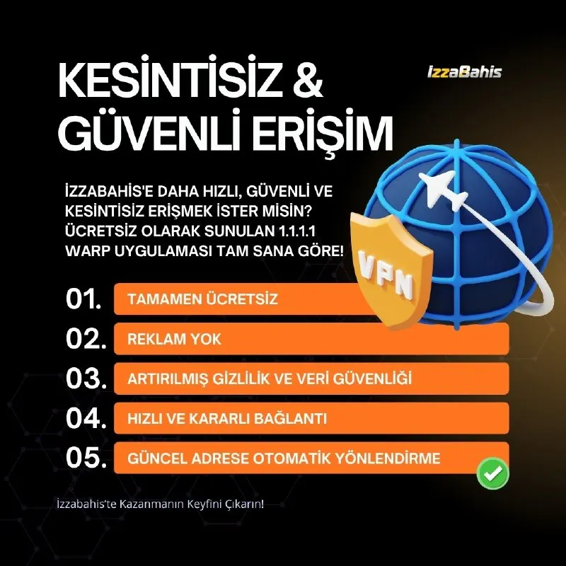 🛡 Kesintisiz ve Güvenli Erişim İçin 1.1.1.1 WARP Kullanın! ⚡️ İzzabahis'e daha hızlı…